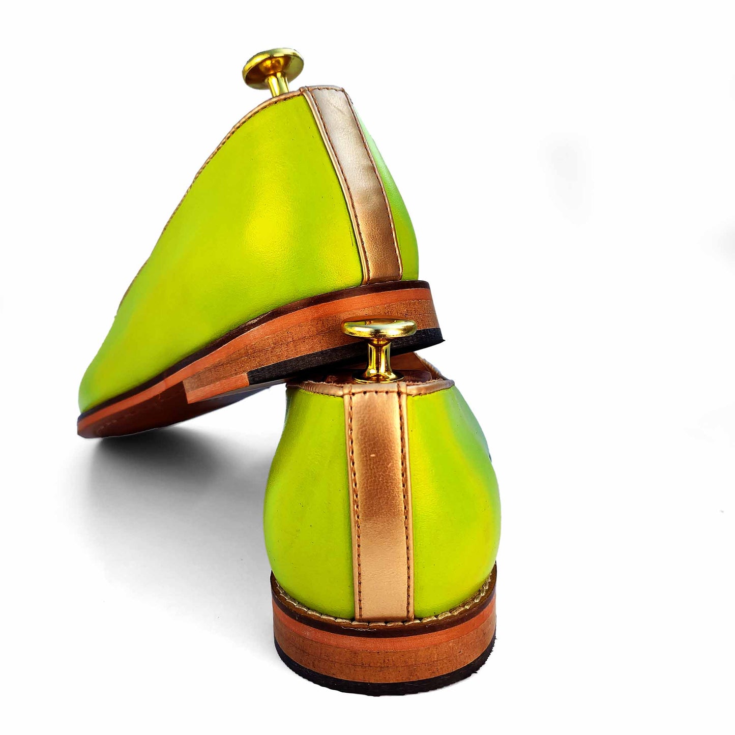 Neon Green Zardozi Handwork Wedding Ethnic Shoes Party Loafers for Men