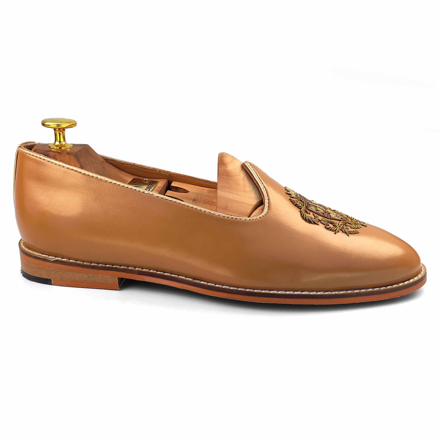 Camel Creme Zardozi Handwork Nagra Slipon Mojri for Men