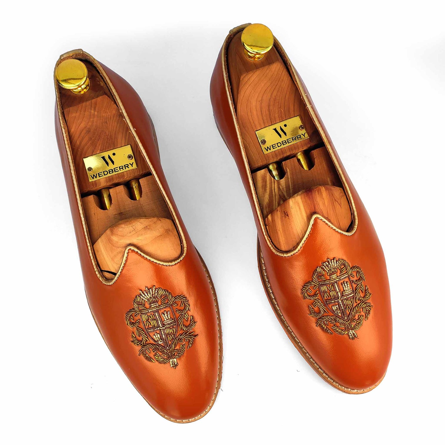 Tan Zardozi Handwork Wedding Ethnic Party Shoes Loafer for Men
