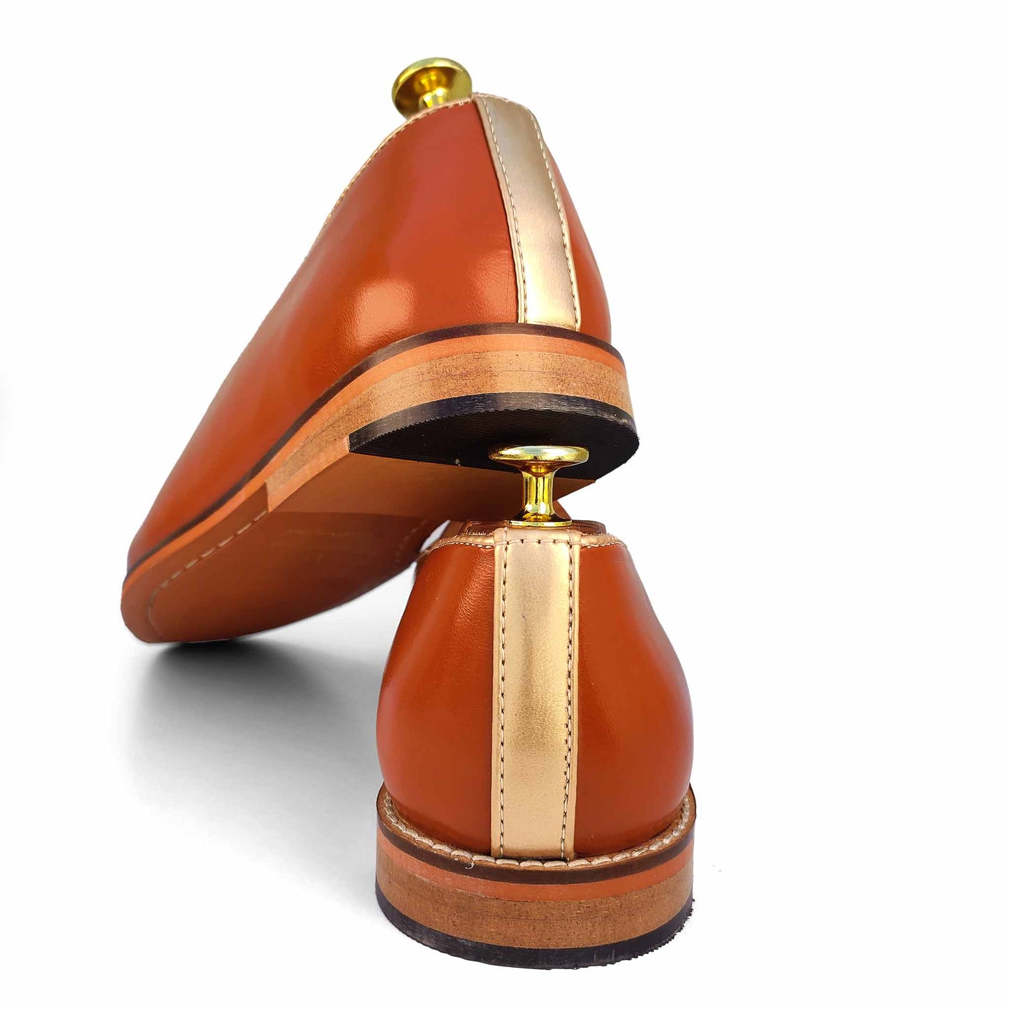 Tan Zardozi Handwork Wedding Ethnic Party Shoes Loafer for Men