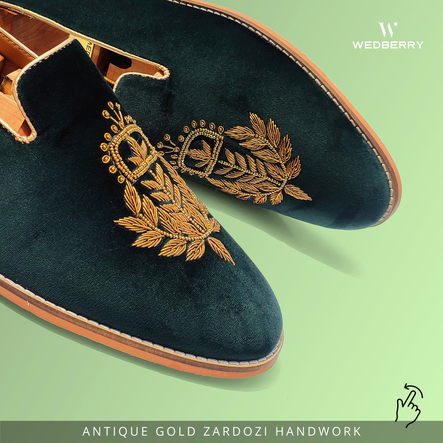 Forest Green Velvet Zardozi Handwork for Men