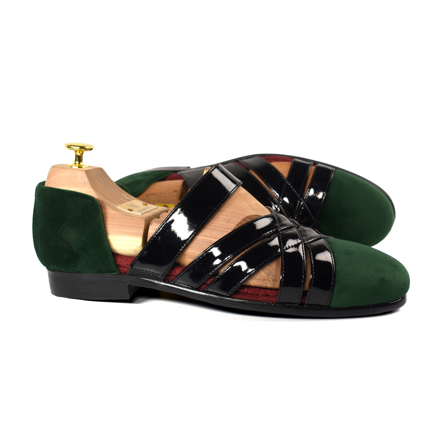 Criss Cross Strap Forest Green Sandals for Men