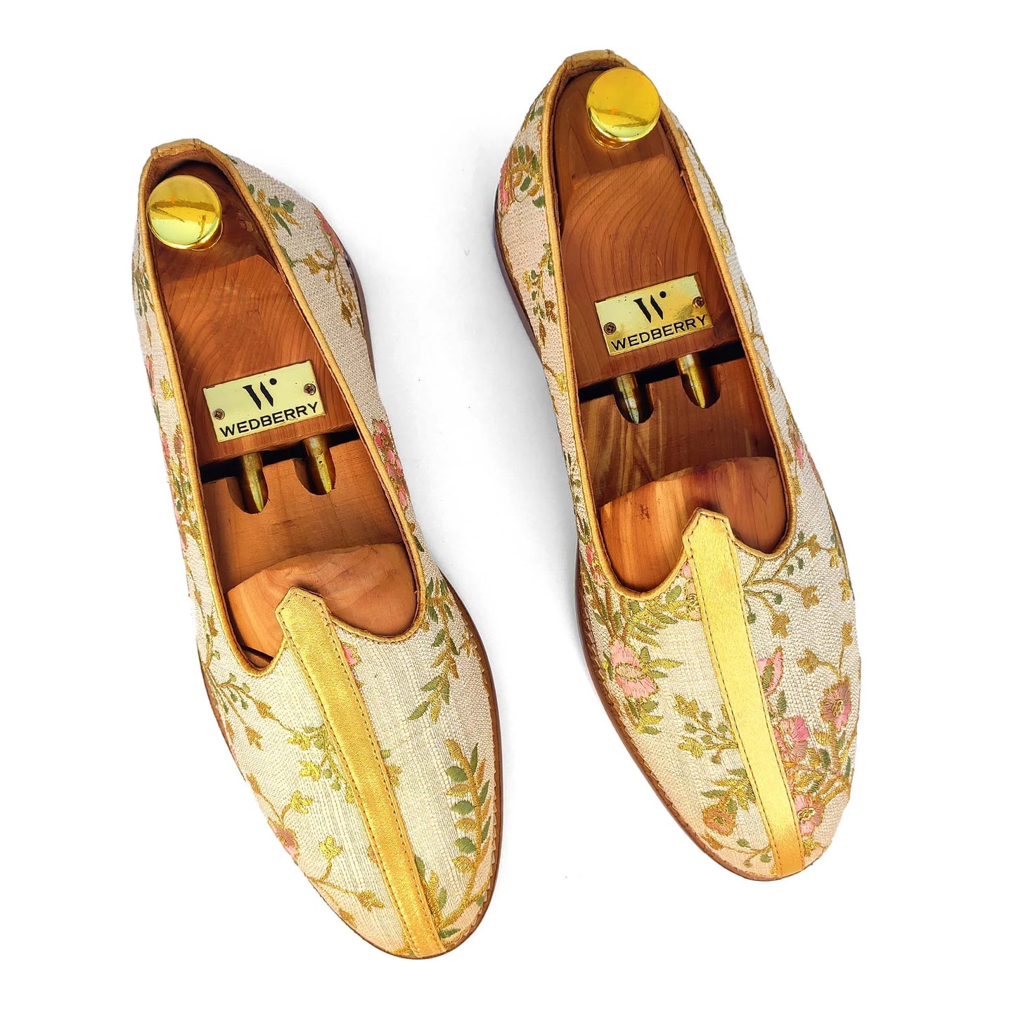 Biege and Multi Color Matching Nagra Mojri Loafer for Men