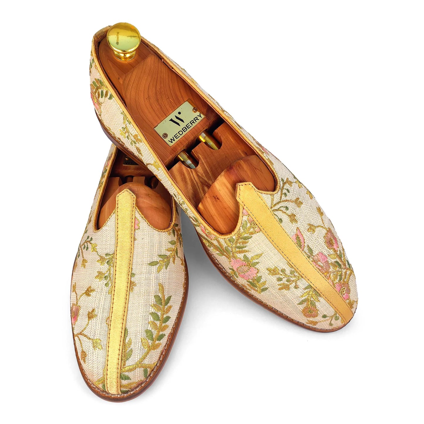 Biege and Multi Color Matching Nagra Mojri Loafer for Men