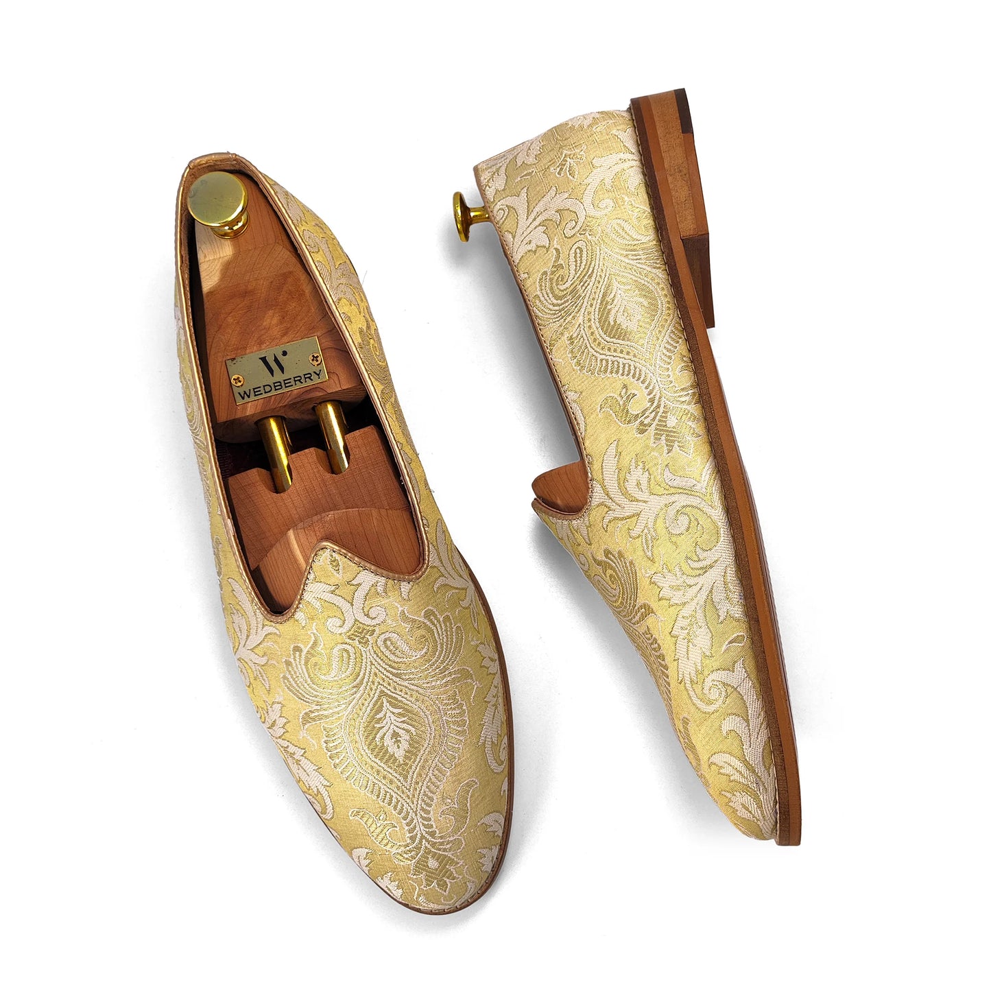 Molten Ice Gold Ethnic Wedding Mojari Shoes for Men