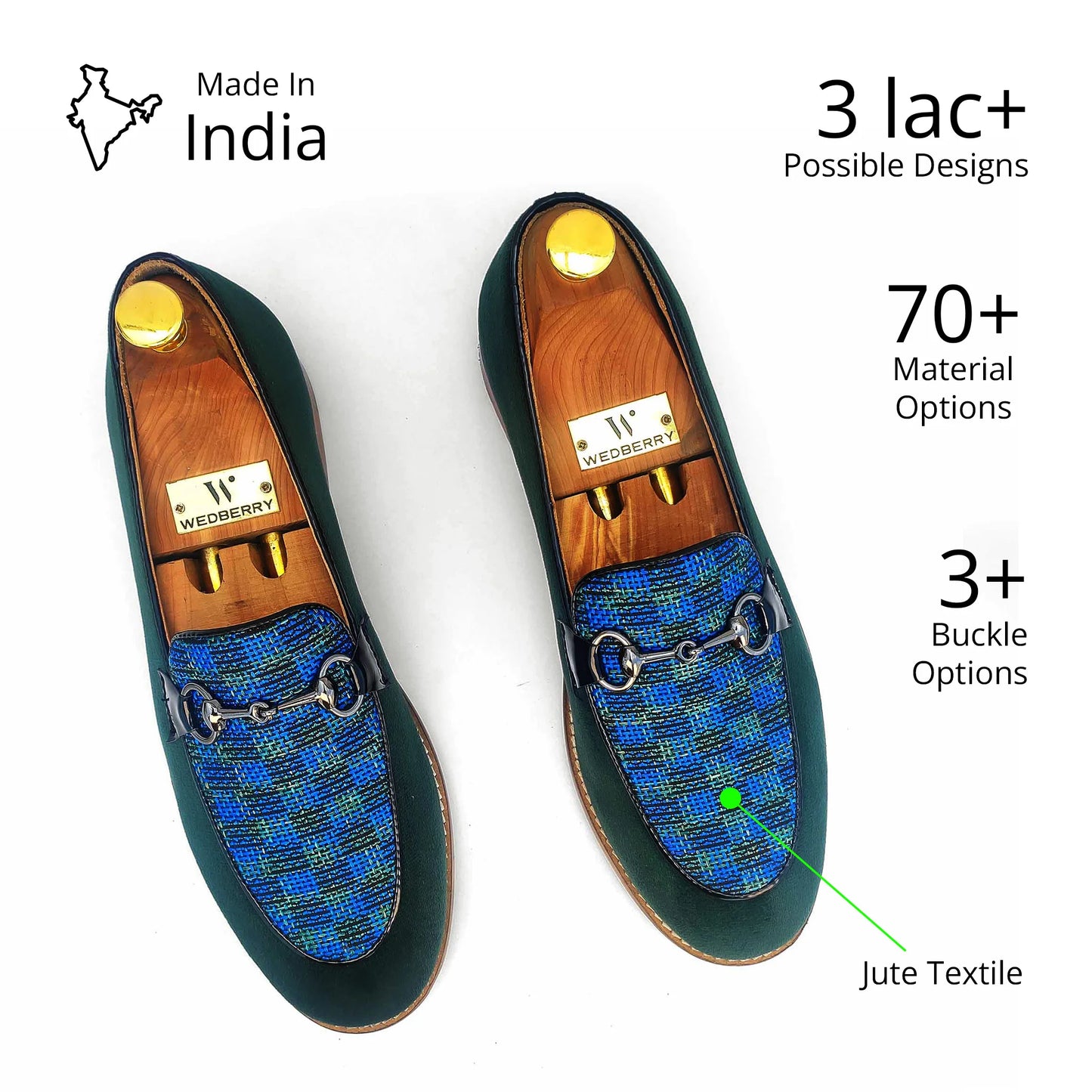 Green Spidy Hugo Buckle Wedding Ethnic Shoes Party Loafers for Men