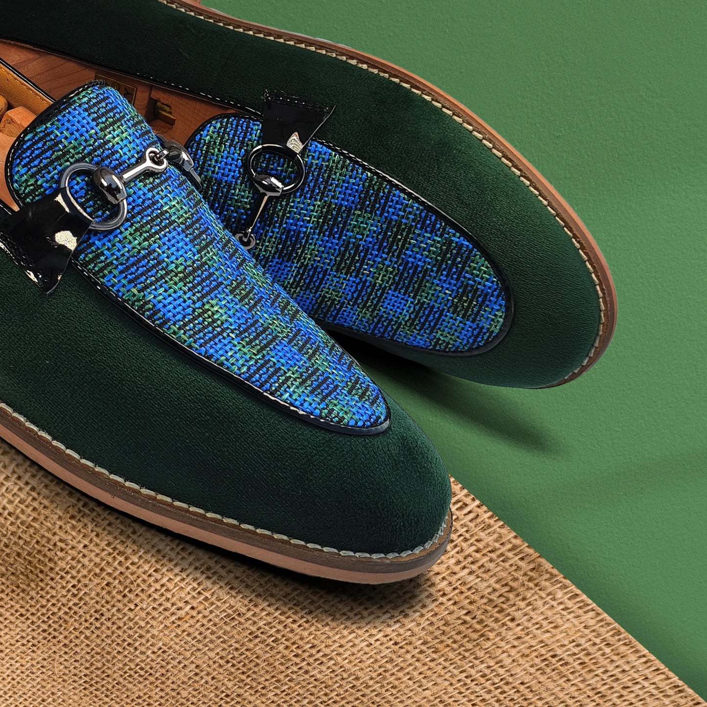 Green Spidy Hugo Buckle Wedding Ethnic Shoes Party Loafers for Men