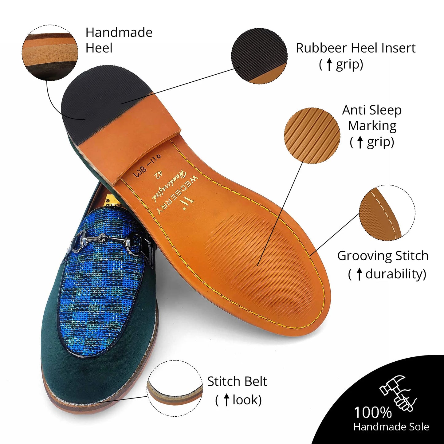 Green Spidy Hugo Buckle Wedding Ethnic Shoes Party Loafers for Men