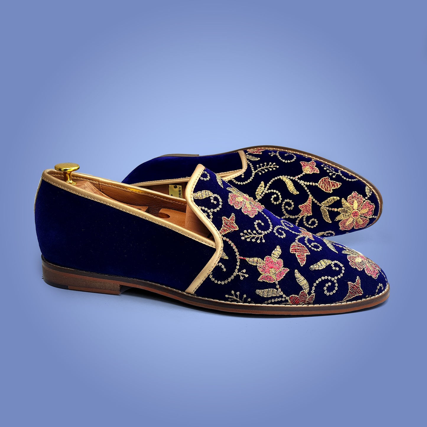 Navy Velvet Embroidered in Duet for Men