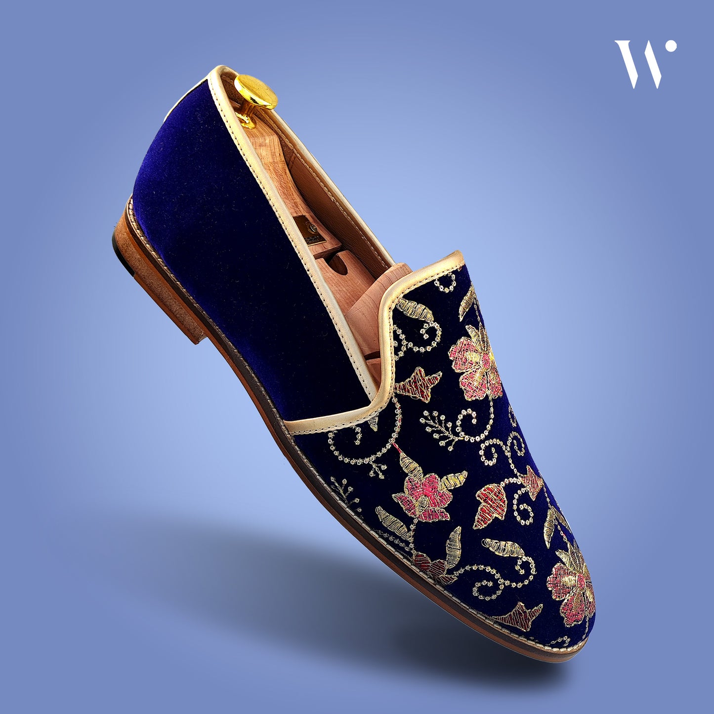Navy Velvet Embroidered in Duet for Men