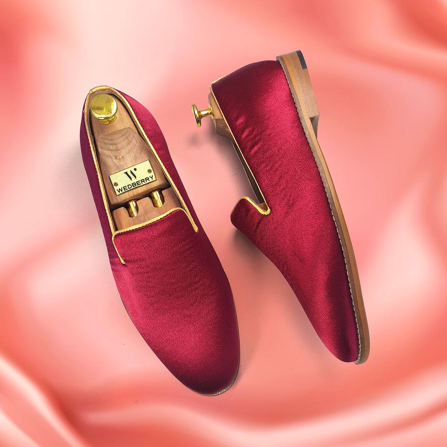 Maroon Solid Wedding Ethnic Party Shoes for Men