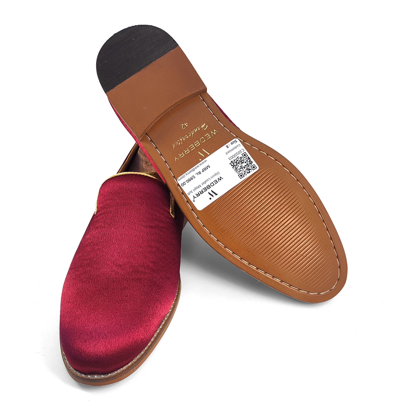 Maroon Solid Wedding Ethnic Party Shoes for Men