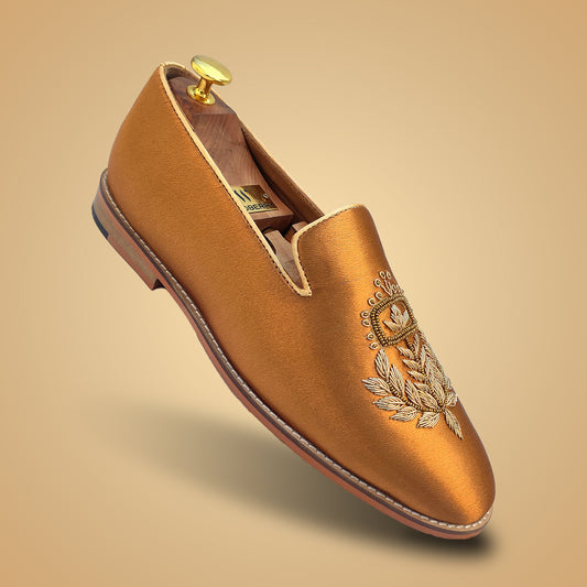 Copper Gold Satin Silk with Golden Zardozi Handwork for Men