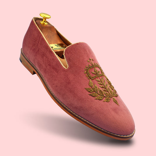 Fusia Velvet with Antique Gold Zardozi Handwork for Men