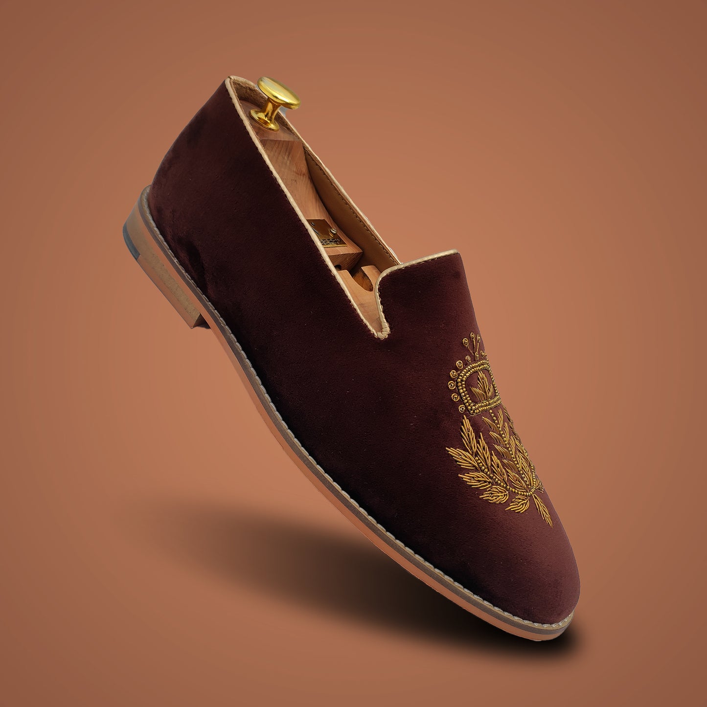 Brown Velvet with Antique Gold Zardozi Handwork for Men