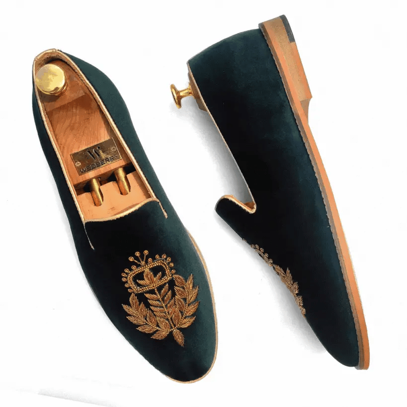 Forest Green Velvet Zardozi Handwork for Men