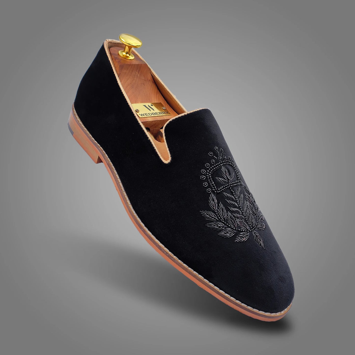 Black Velvet Zardozi Loafers