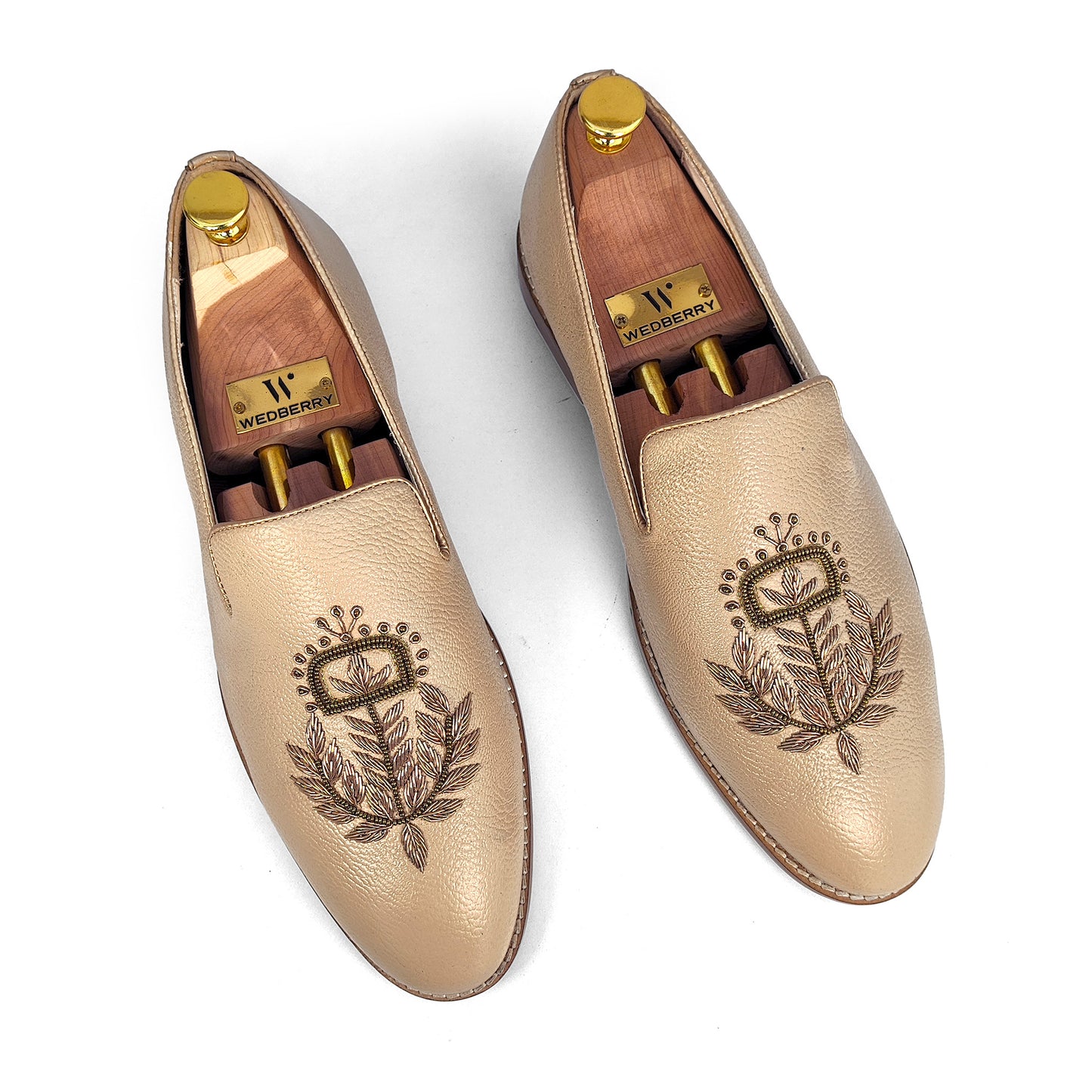 Beige Leather Style with Antique Gold Zardozi Handwork for Men