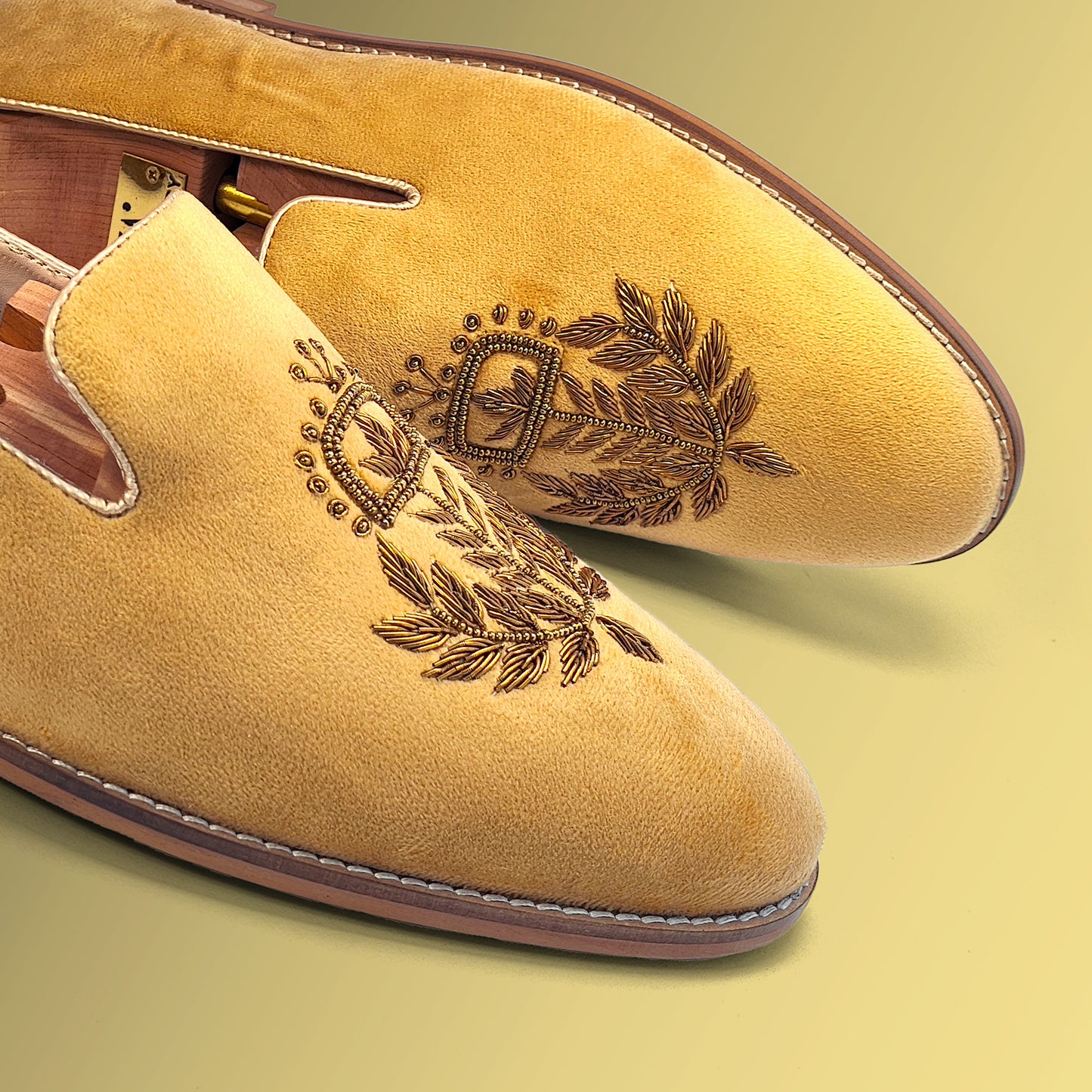 Camel Velvet with Antique Gold Zardozi Handwork for Men