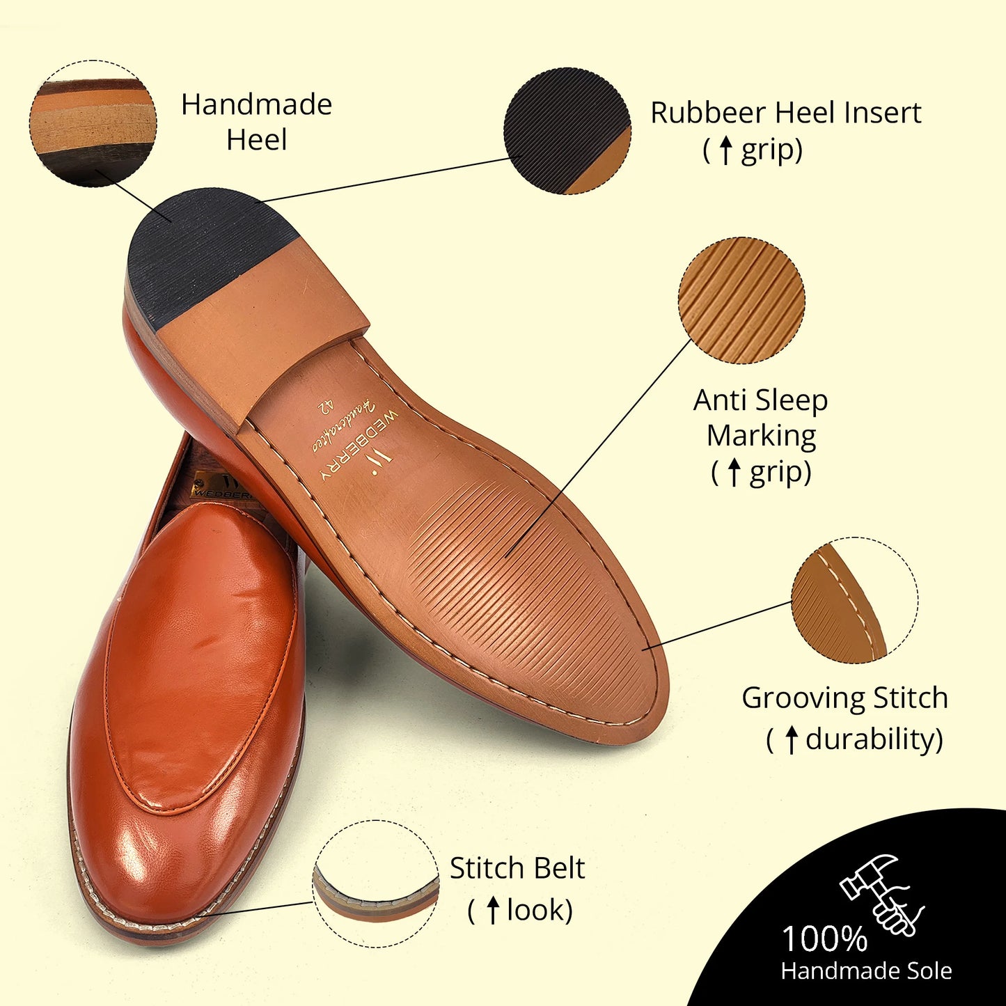 Tan Sleek Wedding Ethnic Party Shoes Loafer for Men