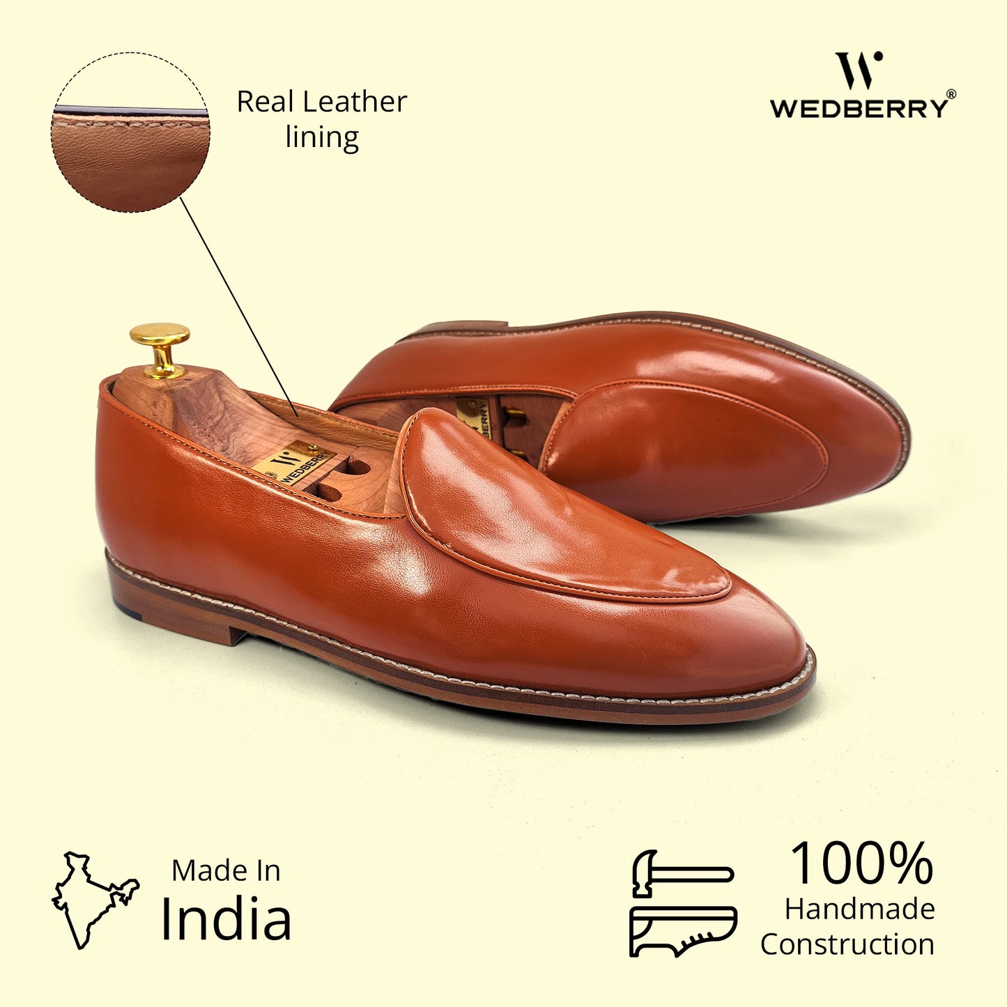 Tan Sleek Wedding Ethnic Party Shoes Loafer for Men