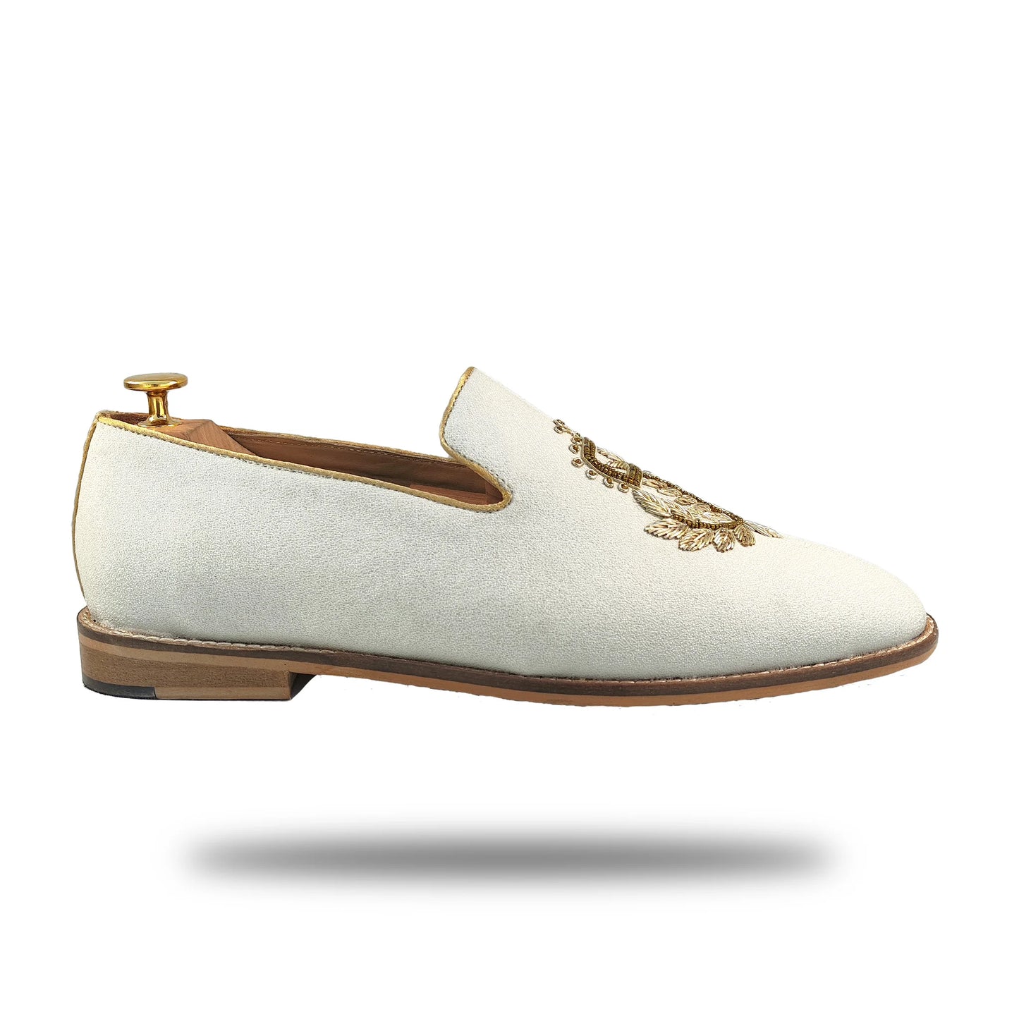 Off White Gold Zardozi Handwork Wedding Shoes Ethnic Shoes for Men