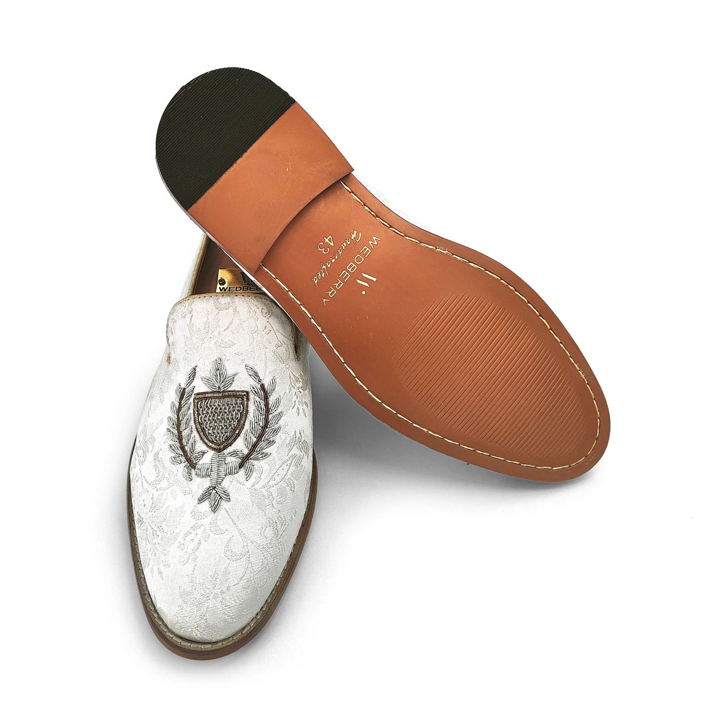 White Brocket with Zardozi Handwork Wedding Shoes Ethnic Shoes for Men