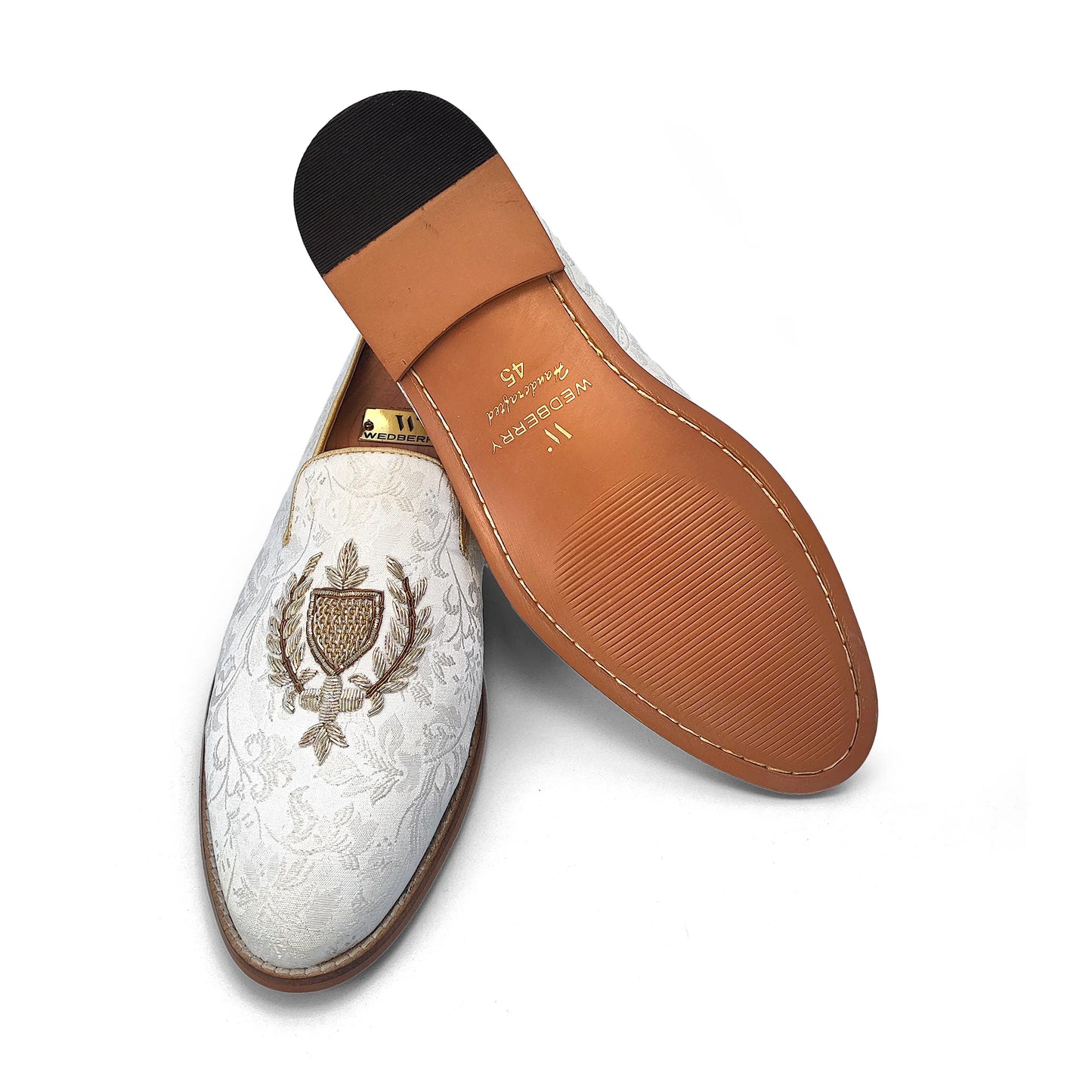 White Zardozi Handwork Wedding Shoes for Men