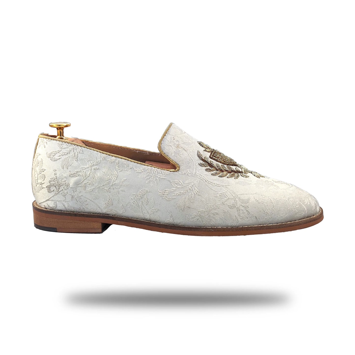 White Zardozi Handwork Wedding Shoes for Men