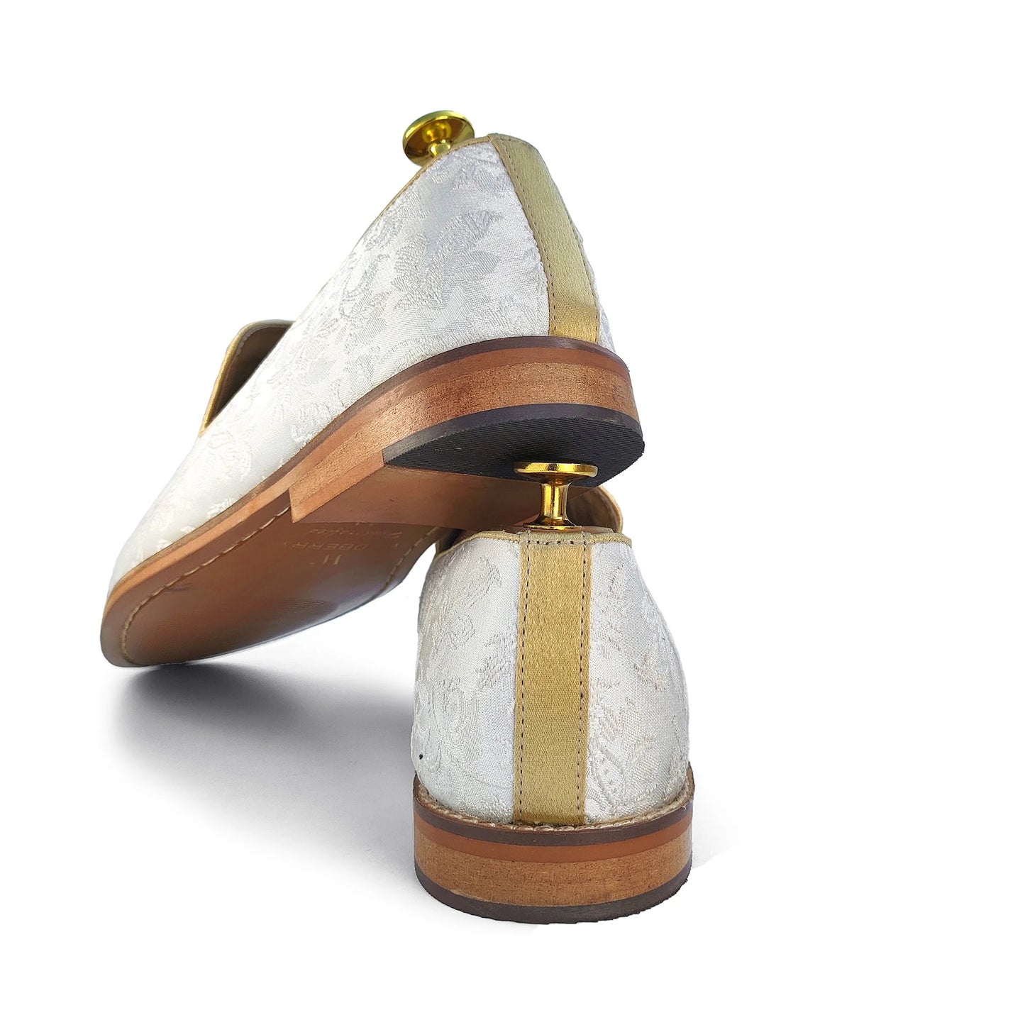 White Zardozi Handwork Wedding Shoes for Men