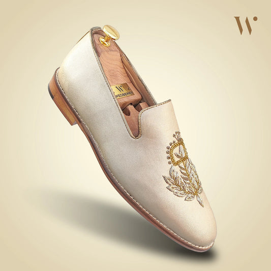 Creme Gold Zardozi Loafers