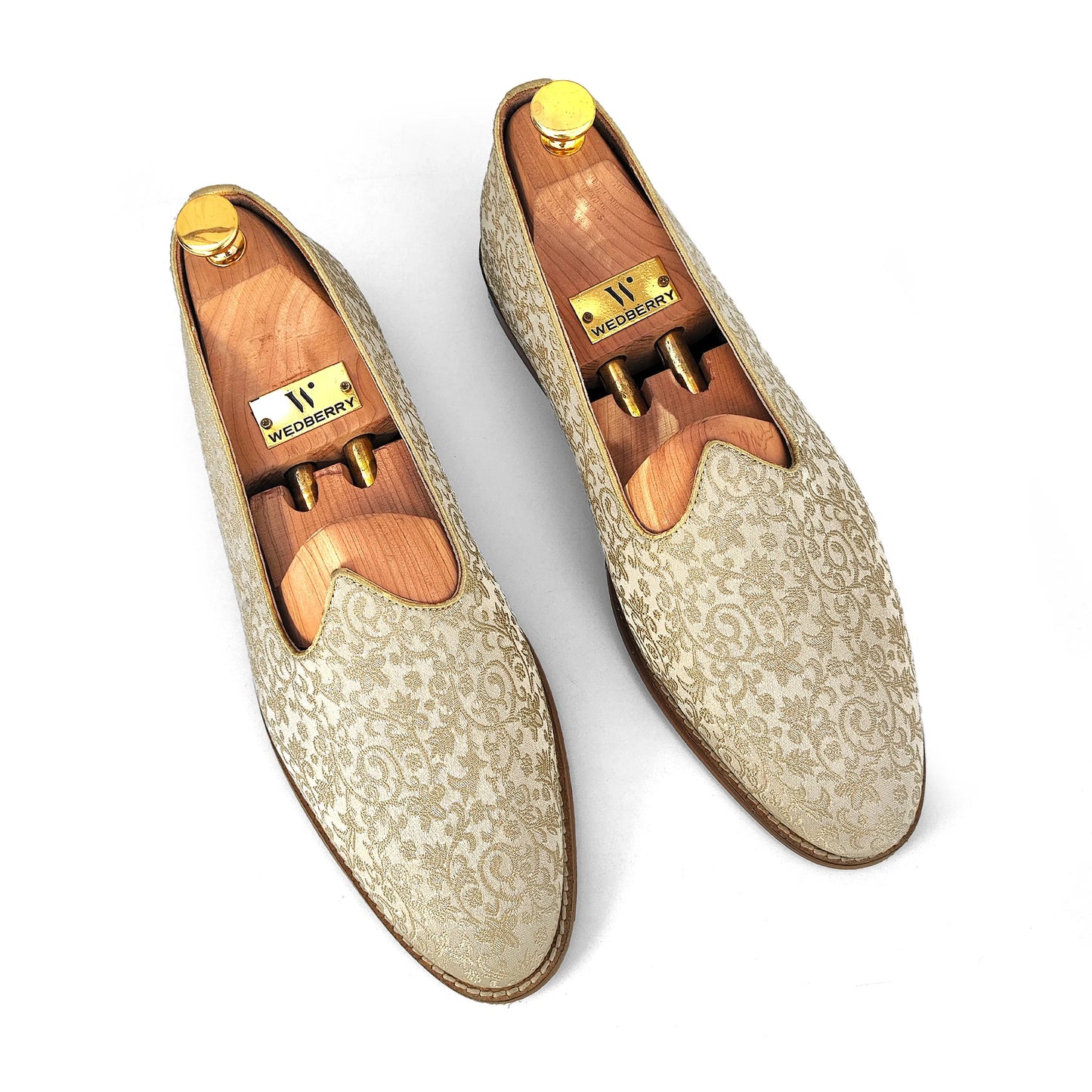 Beige Brocket Wedding Shoes Ethnic Moajri Nagra for Men