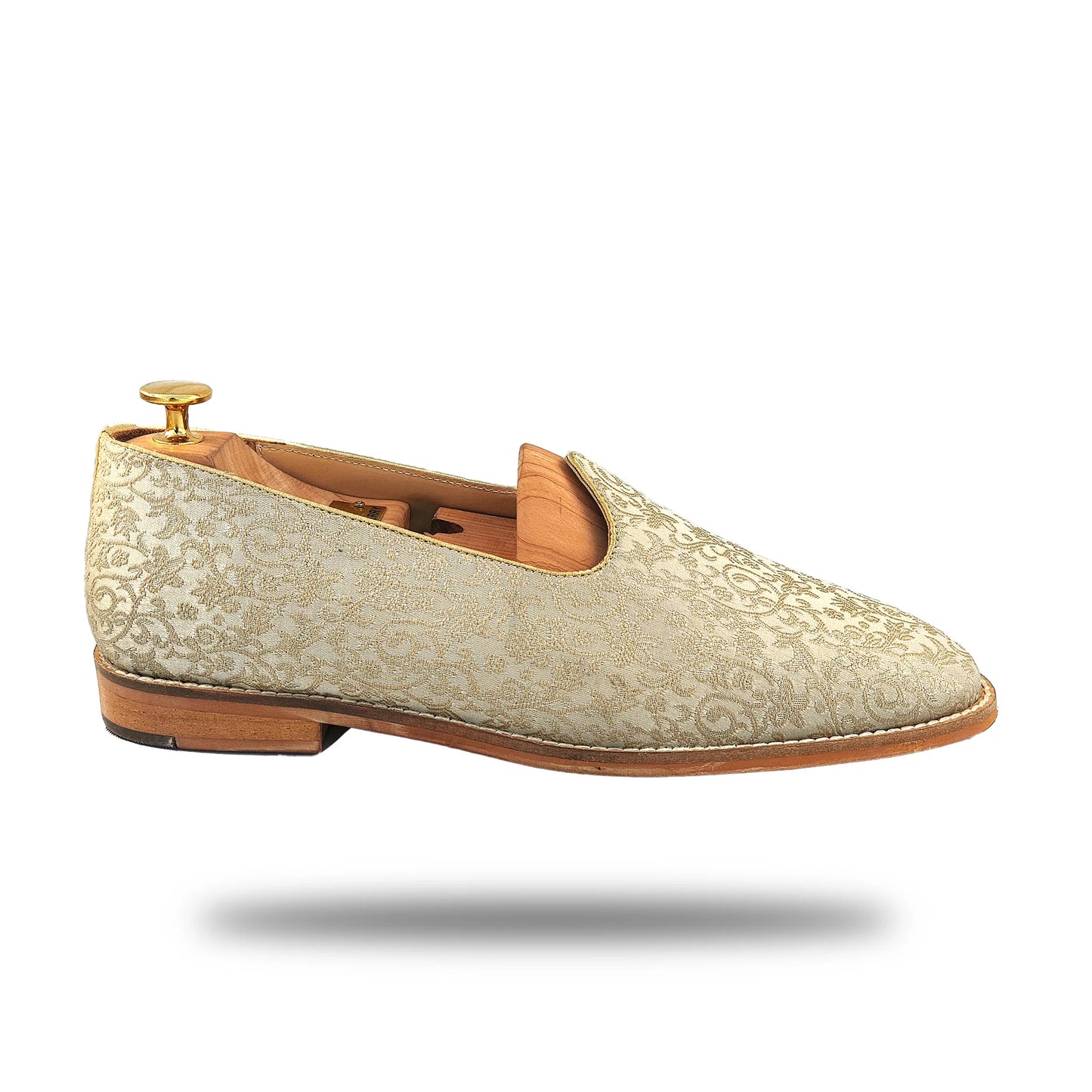 Beige Brocket Wedding Shoes Ethnic Moajri Nagra for Men