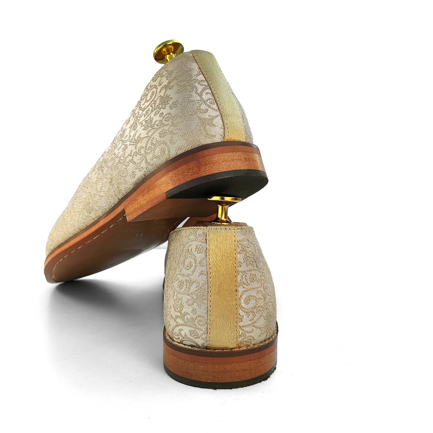 Beige Brocket Wedding Shoes Ethnic Moajri Nagra for Men