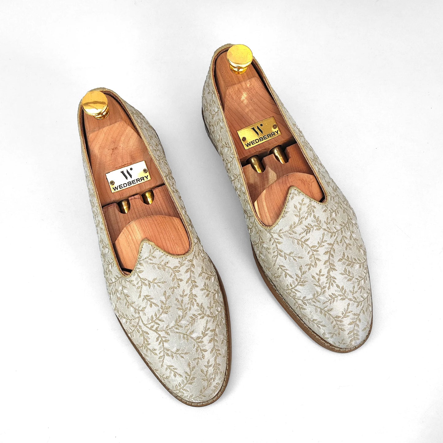 Beige Brocket Wedding Shoes Mojari Ethnic Moajri Nagra for Men