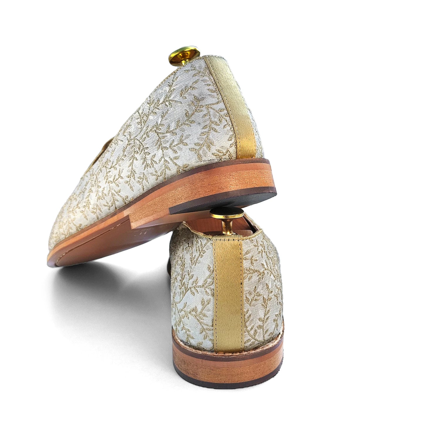 Beige Brocket Wedding Shoes Mojari Ethnic Moajri Nagra for Men