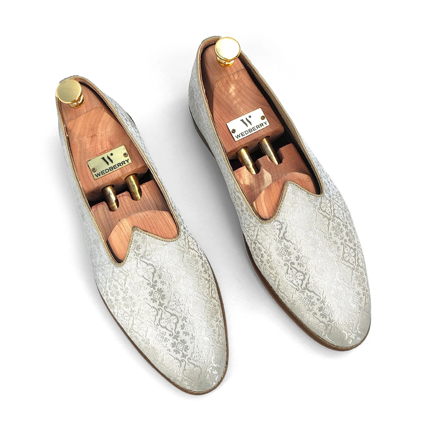 White Brocket Wedding Shoes Ethnic Moajri Nagra Party Loafers for Men