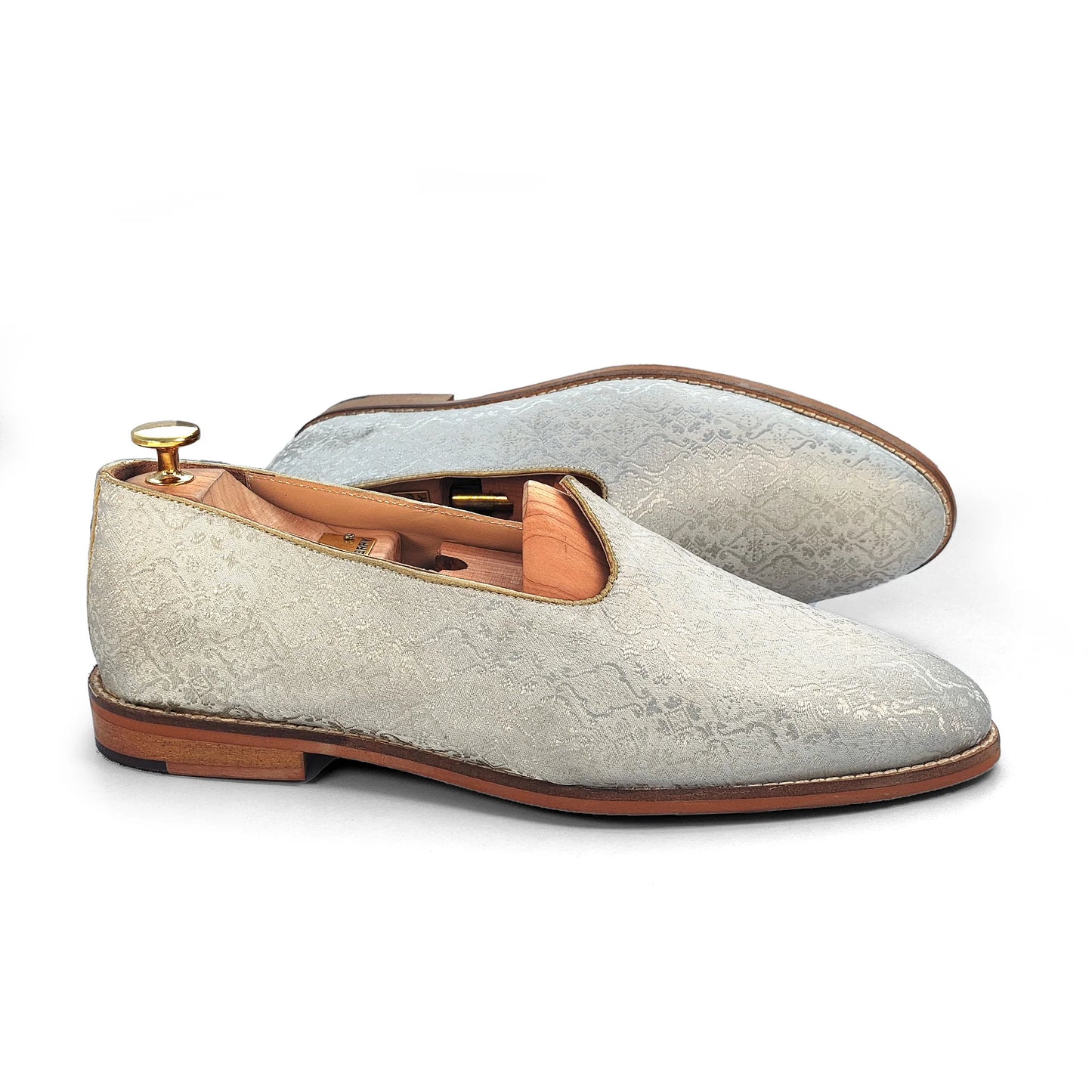White Brocket Wedding Shoes Ethnic Moajri Nagra Party Loafers for Men