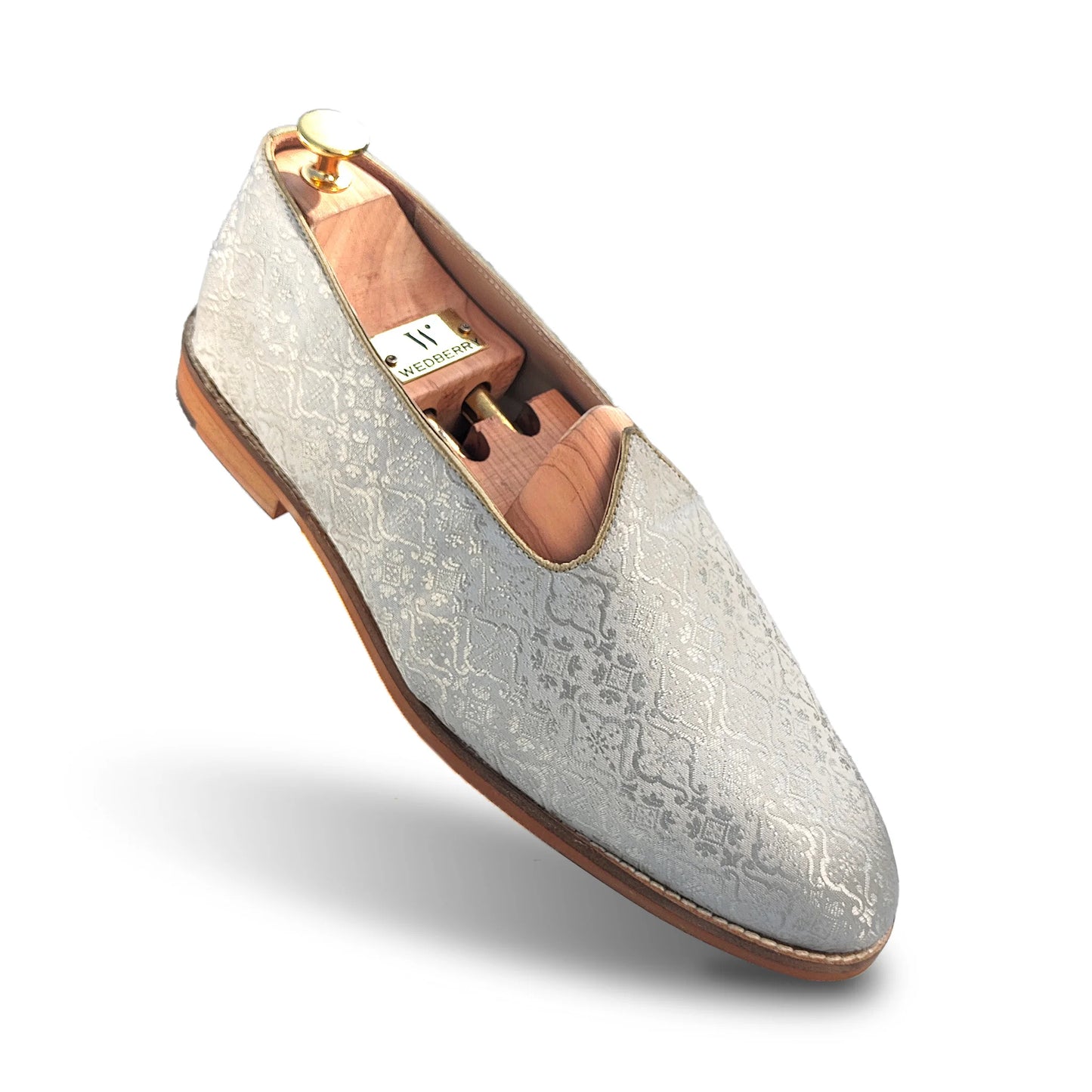 White Brocket Wedding Shoes Ethnic Moajri Nagra Party Loafers for Men