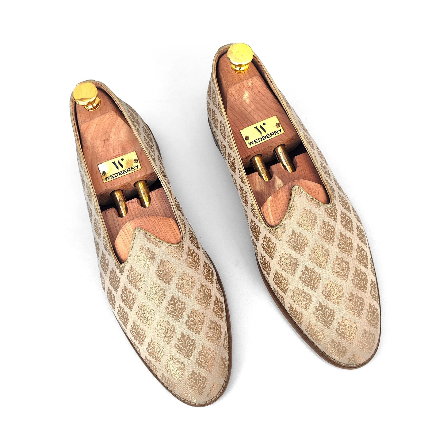 Beige Brocket Wedding Shoes Mojari Ethnic Moajri Nagra for Men