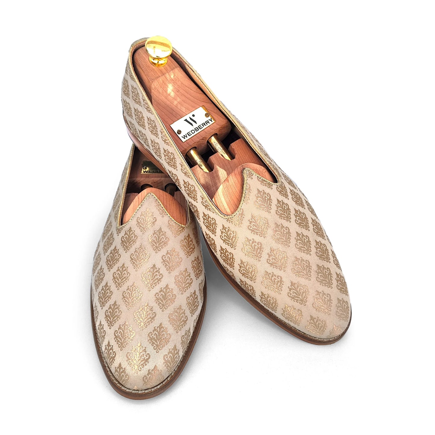 Beige Brocket Wedding Shoes Mojari Ethnic Moajri Nagra for Men