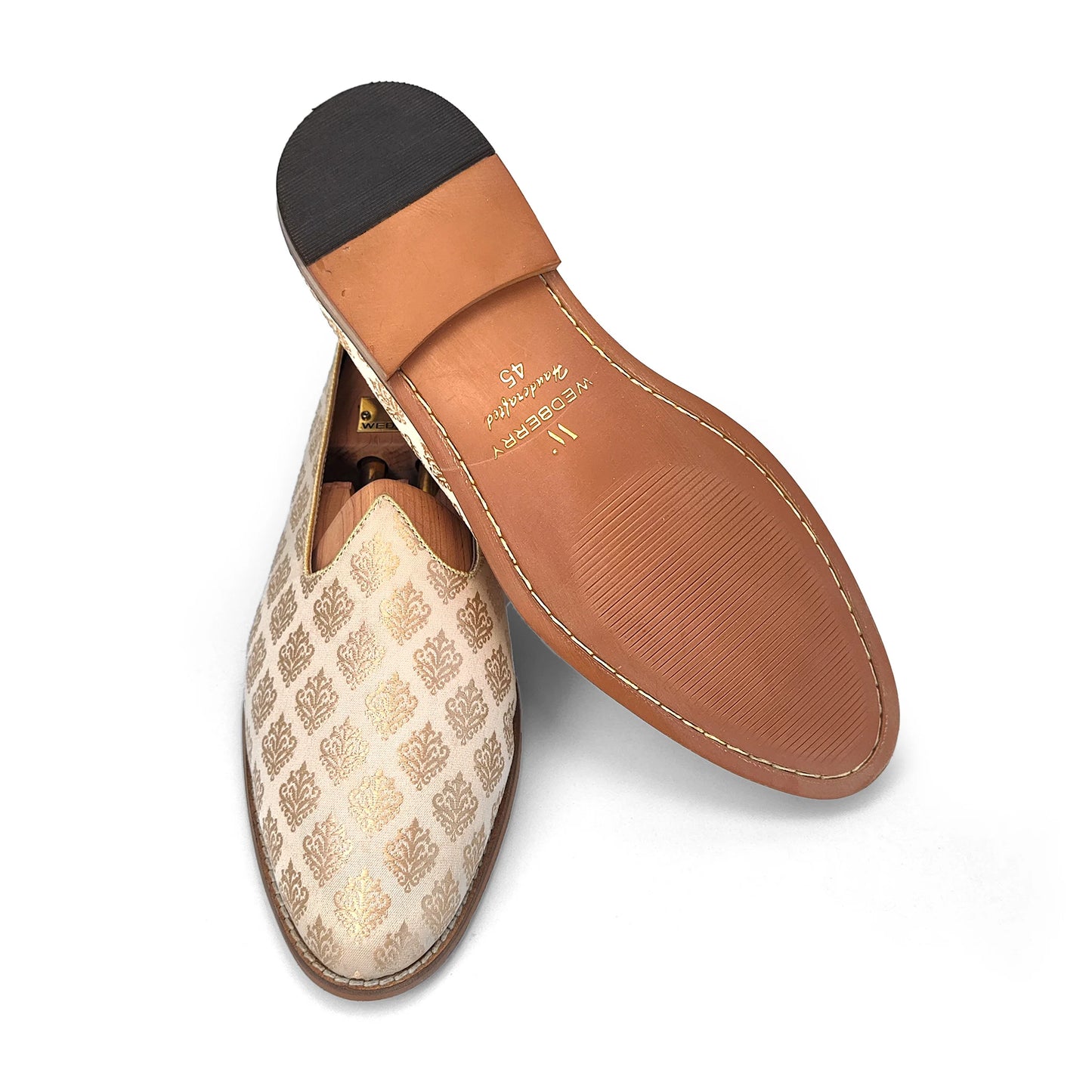 Beige Brocket Wedding Shoes Mojari Ethnic Moajri Nagra for Men