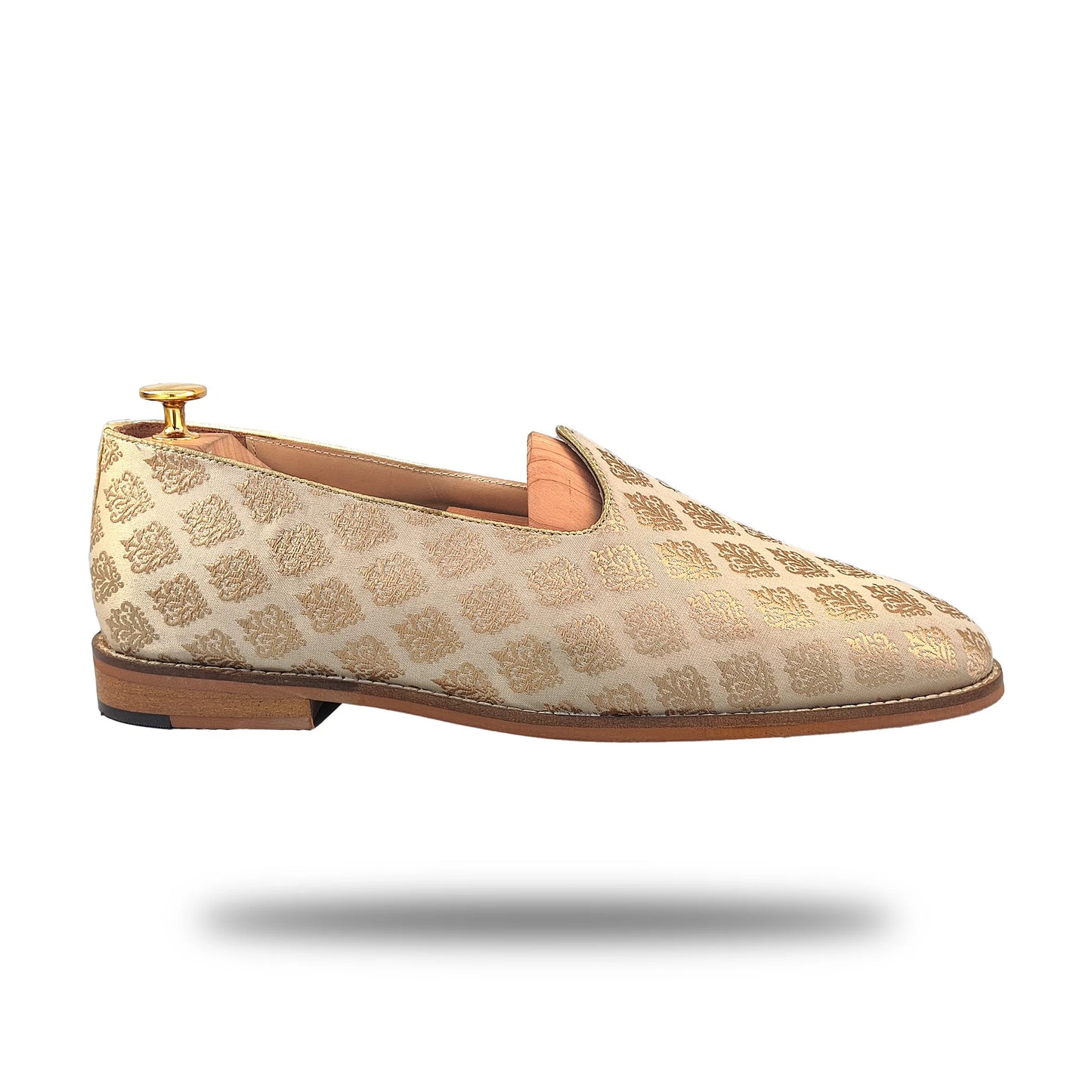 Beige Brocket Wedding Shoes Mojari Ethnic Moajri Nagra for Men
