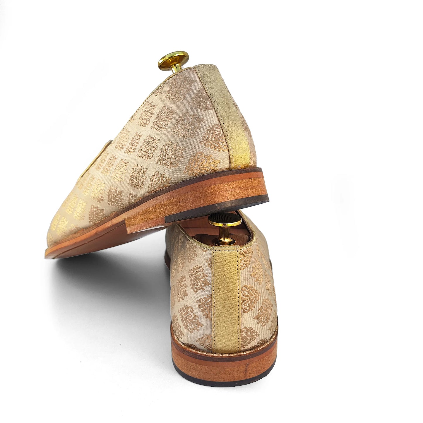 Beige Brocket Wedding Shoes Mojari Ethnic Moajri Nagra for Men