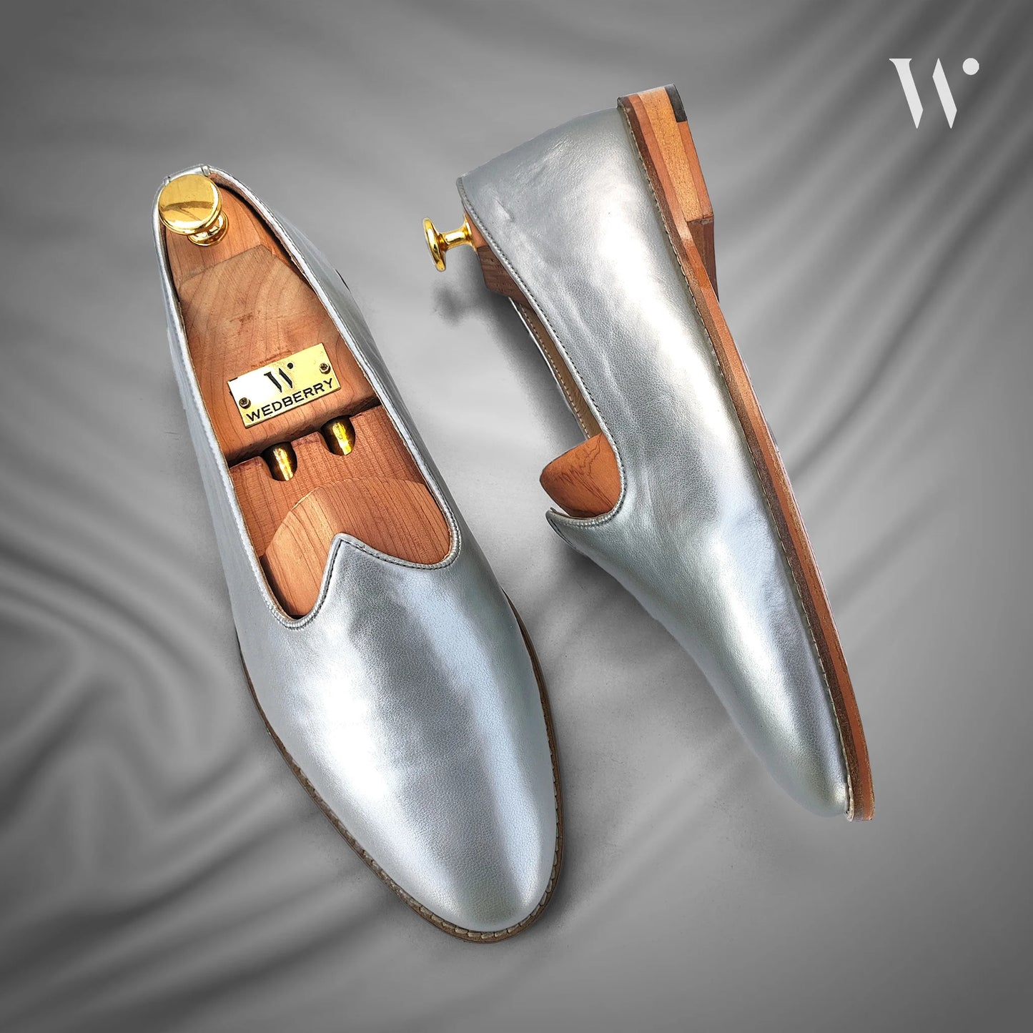 Silver Wedding Shoes Mojari for Men