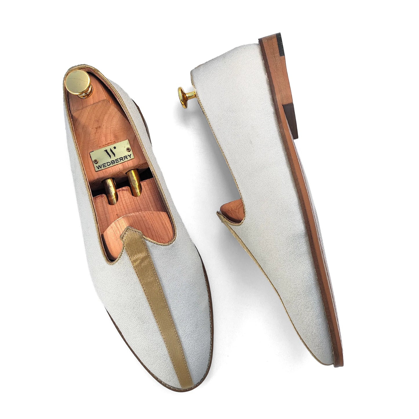 Off White Solid Wedding Shoes Mojari for Men