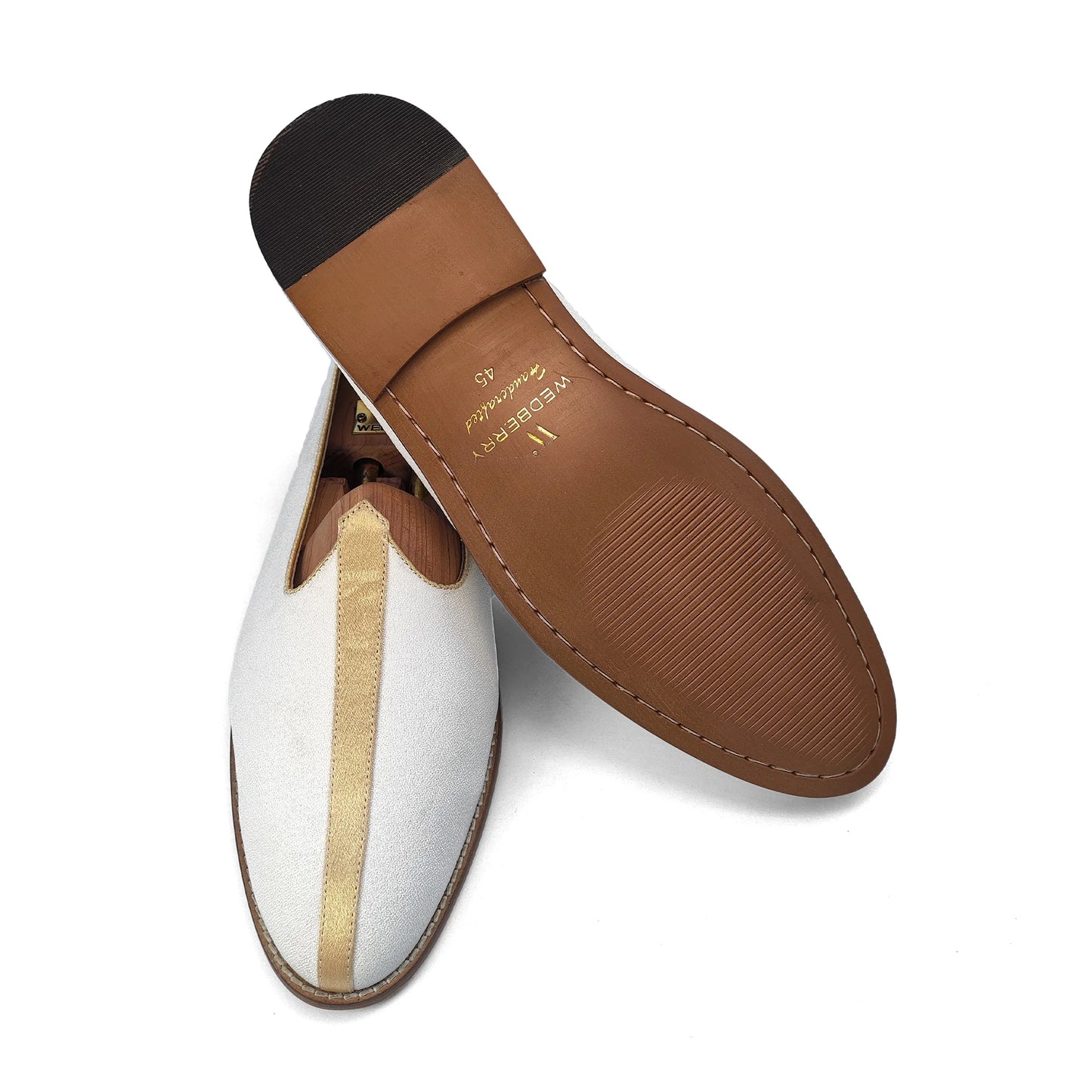Off White Solid Wedding Shoes Mojari for Men