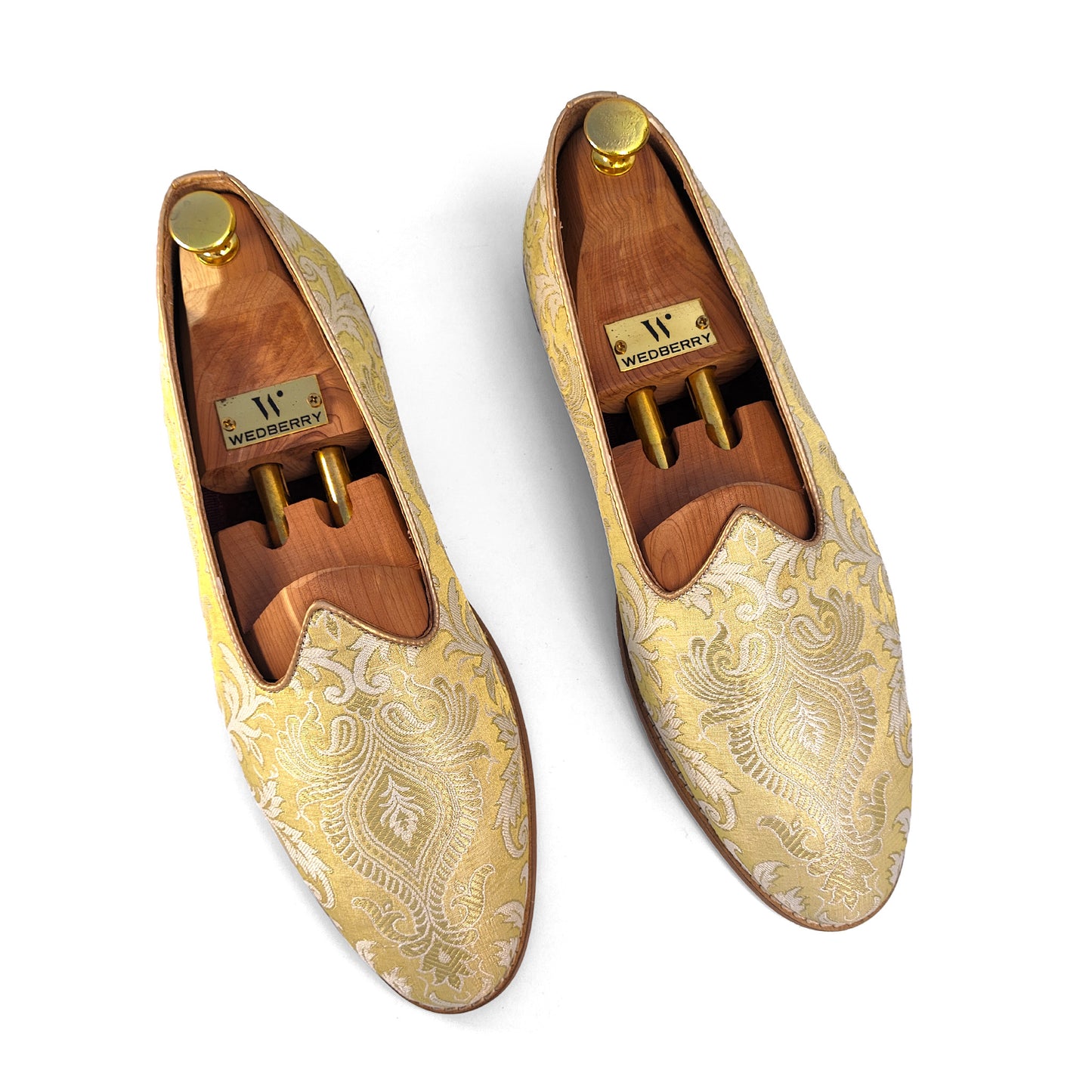 Molten Ice Gold Ethnic Wedding Mojari Shoes for Men
