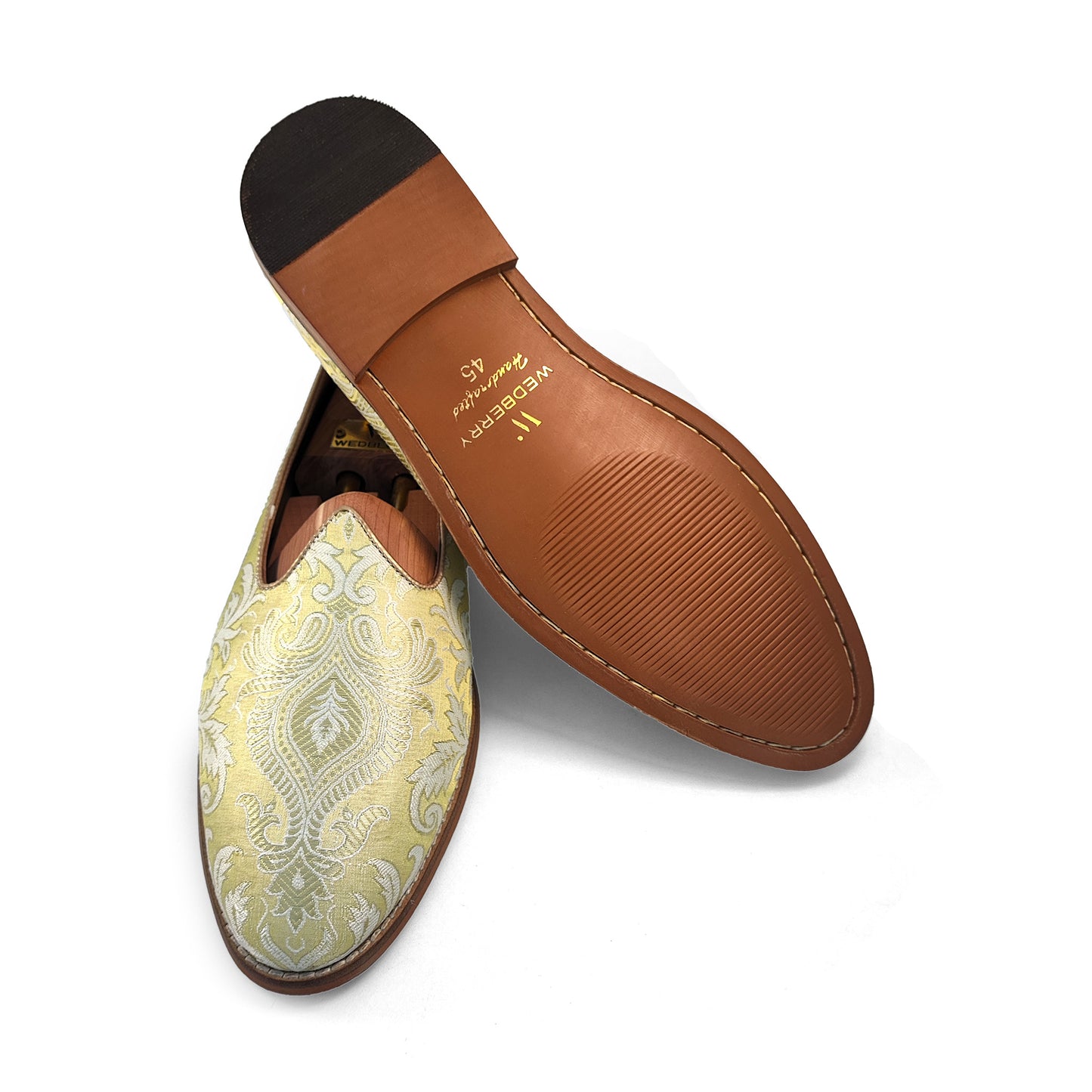 Molten Ice Gold Ethnic Wedding Mojari Shoes for Men