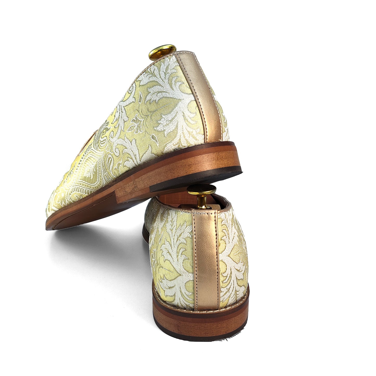 Molten Ice Gold Ethnic Wedding Mojari Shoes for Men